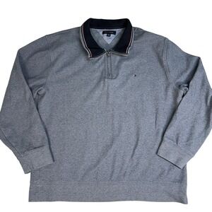 Tommy Hilfiger Men's 2XL Blue 1/4 Zip Pullover Sweater Knit Size XXL Logo